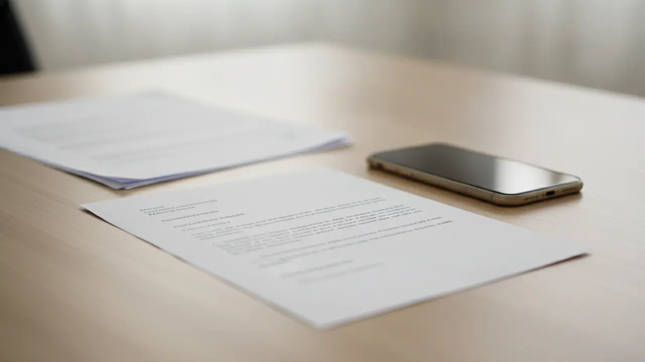 Mesa com documentos, smartphone e carta, ilustrando a preocupação com corte de benefício do INSS.
