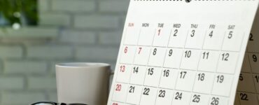 Calendar page close up on office desk