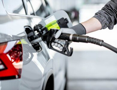 Refueling car with gasoline