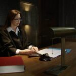 Female judge on the bench in a court room